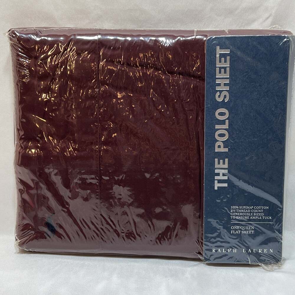 Ralph Lauren The Polo Sheet Queen Flat Burgundy 100% Supima Cotton 275tc Vintage
